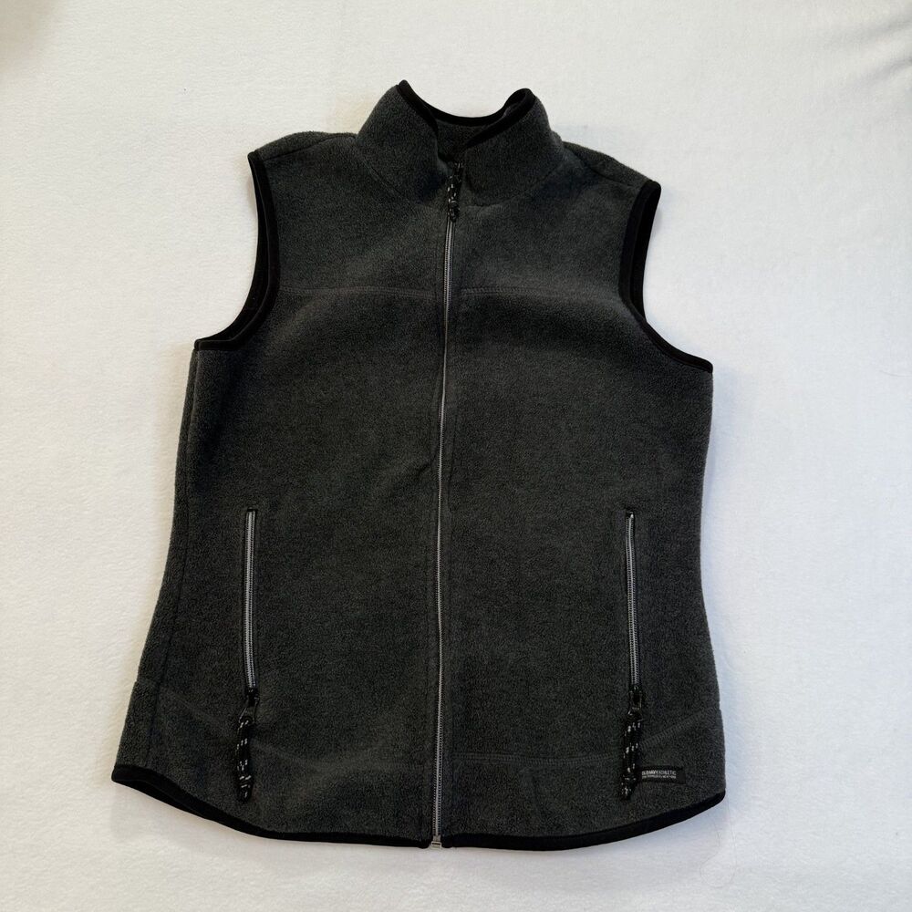 Vintage Y2K Old Navy Charcoal Gray Fleece Vest M Zip Pockets Gorpcore Retro